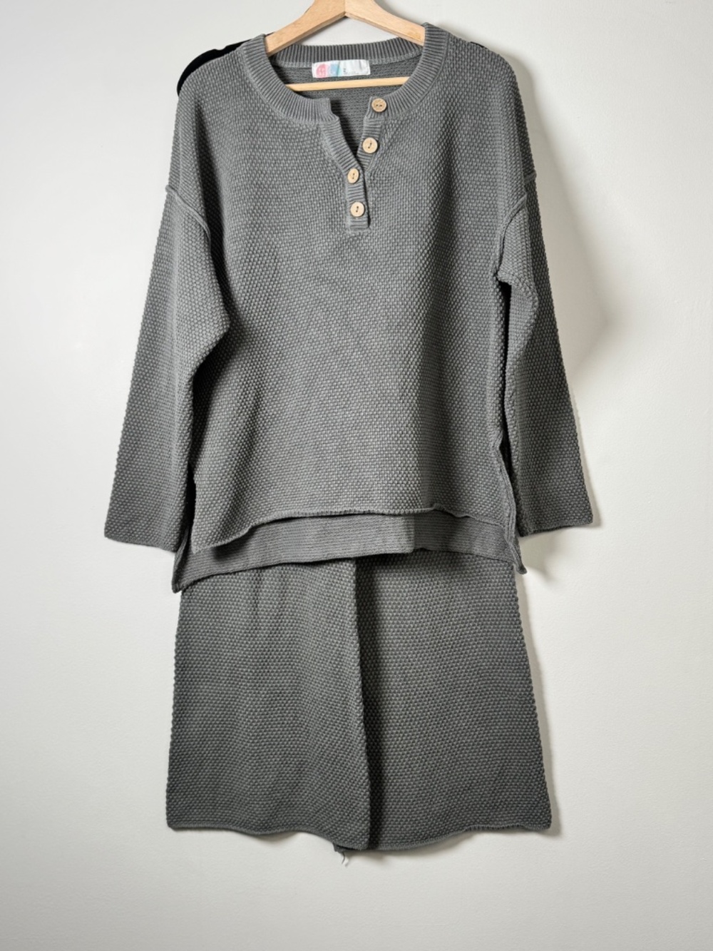 Free People Beach Hailee Waffle Knit Sweater Loungewear Set in Medium Grey Sz M - Picture 2 of 12
